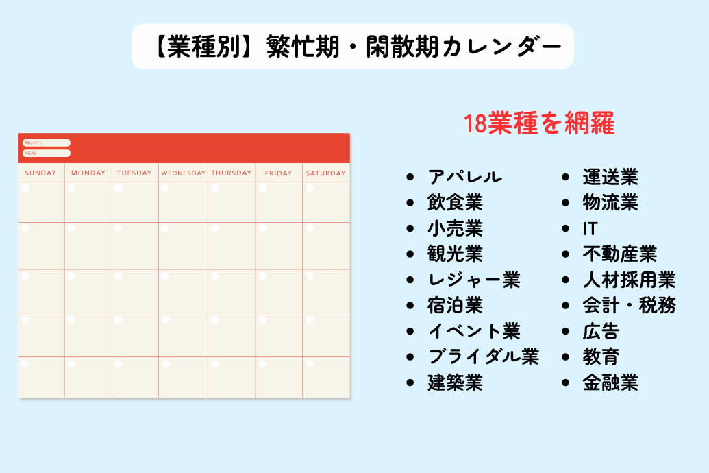 業種別繁忙期/閑散期カレンダー